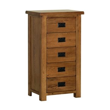 Picture of Country Oak 5 Drawer Wellington
